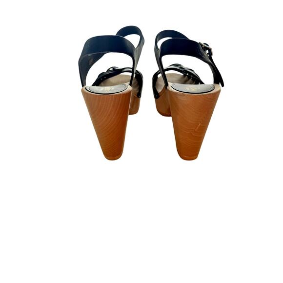 Swedish Hasbeens Woven Clog Sandals 36 US 6 Black Heeled Shoes Boho - Picture 7 of 10